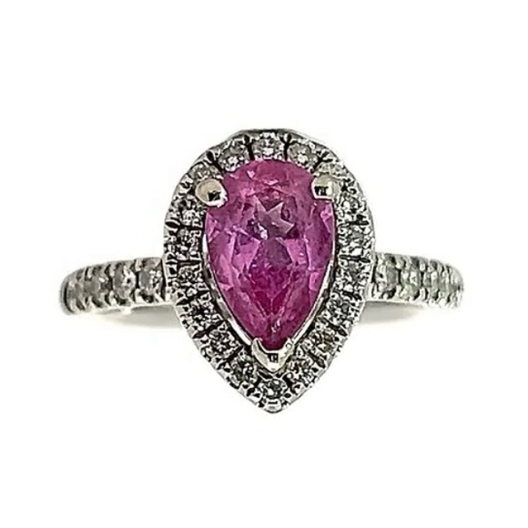 SOLD 2 Carat Natural Pink Sapphire and Natural Diamond Ring Brand Chosen $5500 - Picture 1 of 13
